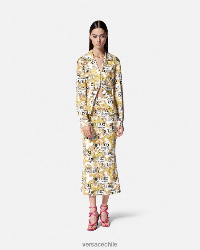 oro y blanco camisa de alta costura con logo Versace mujer ropa V26002201