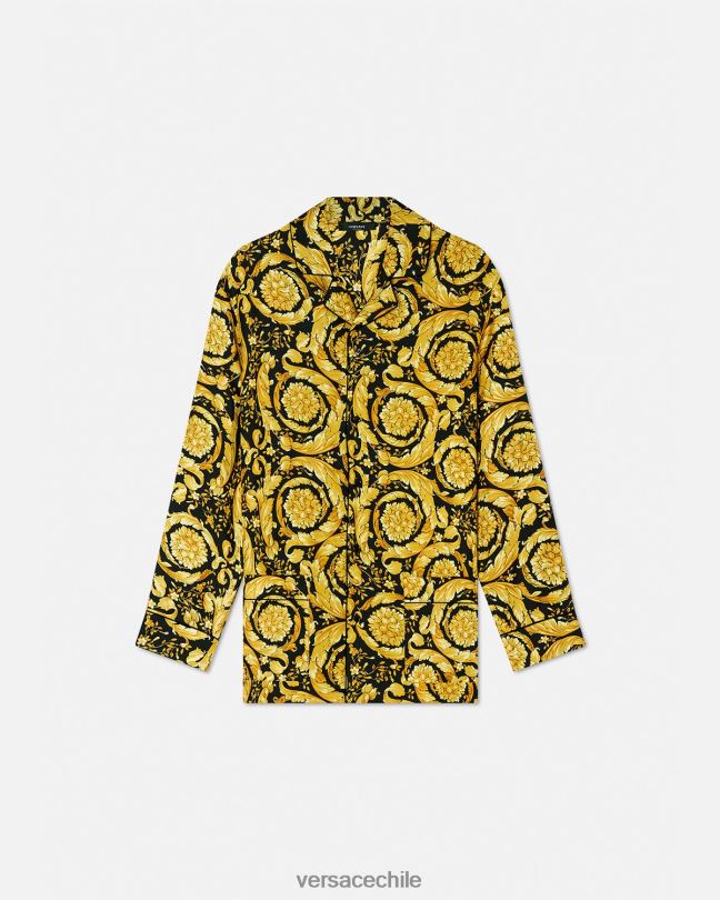 imprimir camisa de pijama de seda con estampado barroco Versace mujer ropa interior y ropa de playa V26001027