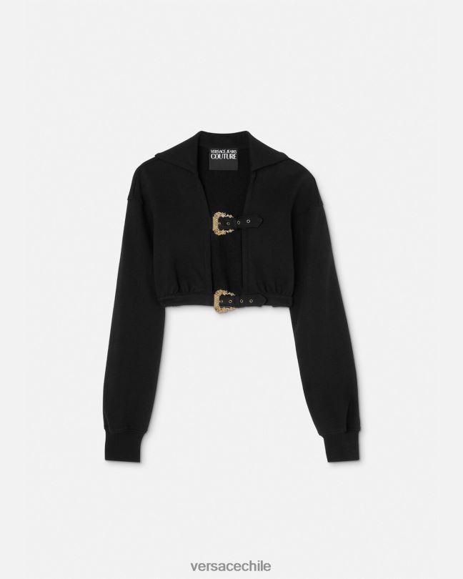 negro sudadera corta con hebilla barroca Versace mujer ropa V26002229