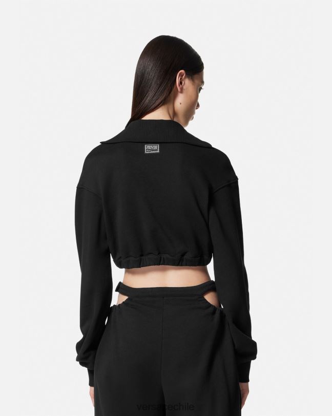 negro sudadera corta con hebilla barroca Versace mujer ropa V26002229