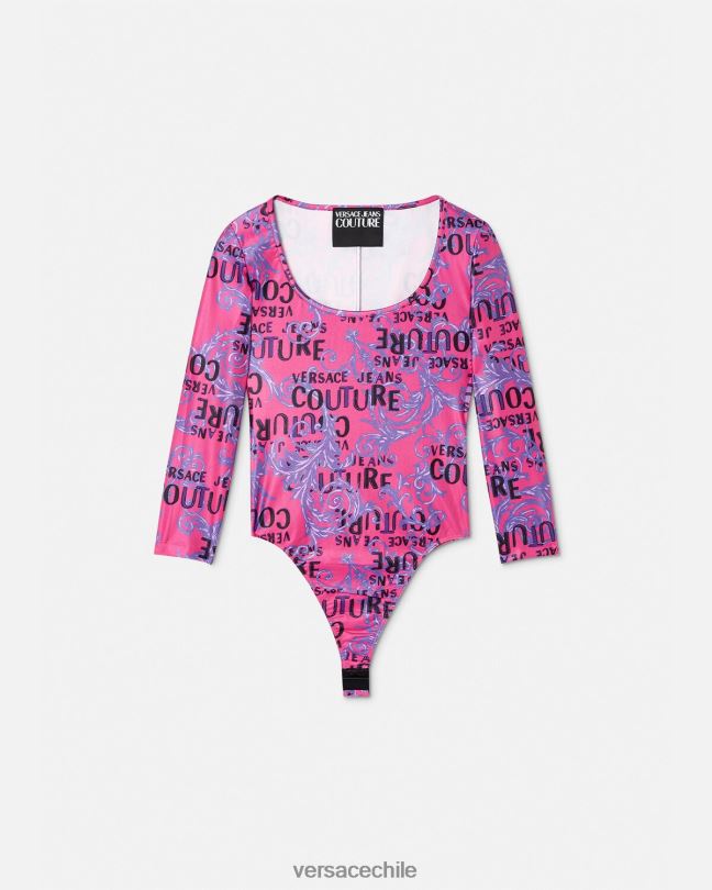 fucsia body de alta costura con logo Versace mujer ropa V26002212
