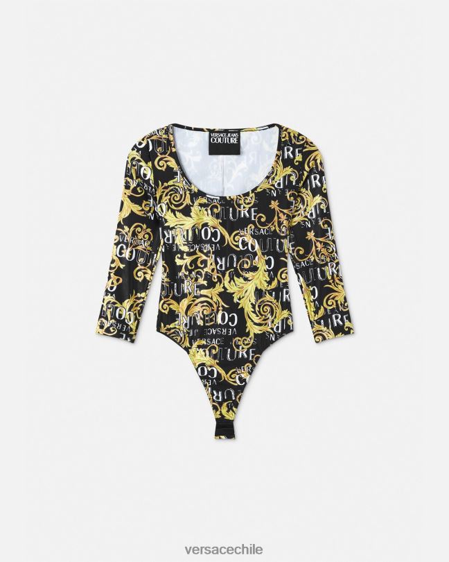 oro negro body de alta costura con logo Versace mujer ropa V26002211