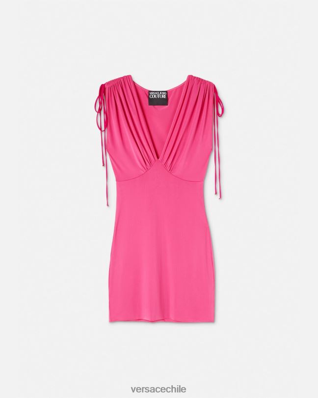 fucsia vestido corto fruncido Versace mujer ropa V26002193
