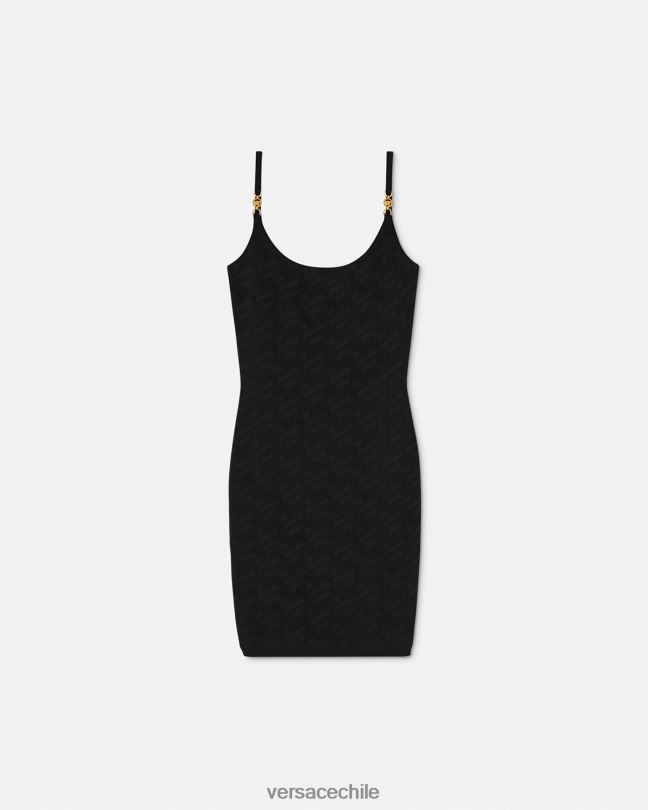 negro vestido corto con medusa '95 y la greca Versace mujer ropa V260042