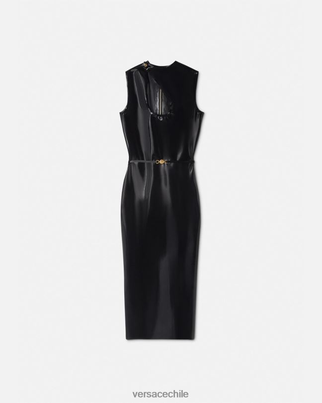 negro vestido de látex con abertura de medusa biggie Versace mujer ropa V260066