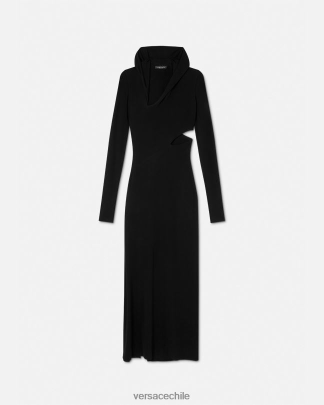 negro vestido largo con capucha y cortes Versace mujer ropa V260052