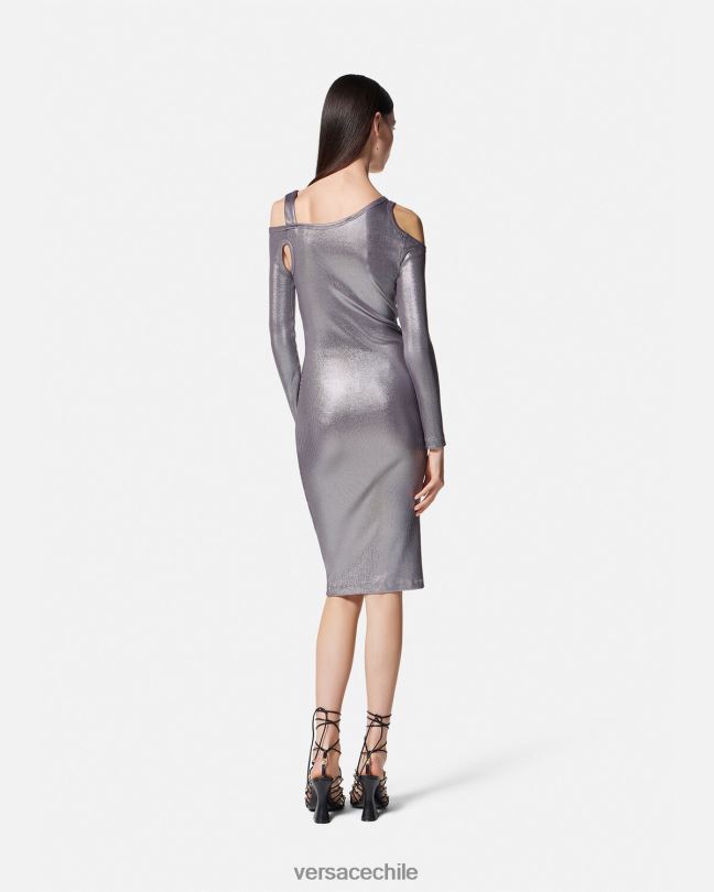 plata vestido midi con abertura y hebilla barroca Versace mujer ropa V26002196