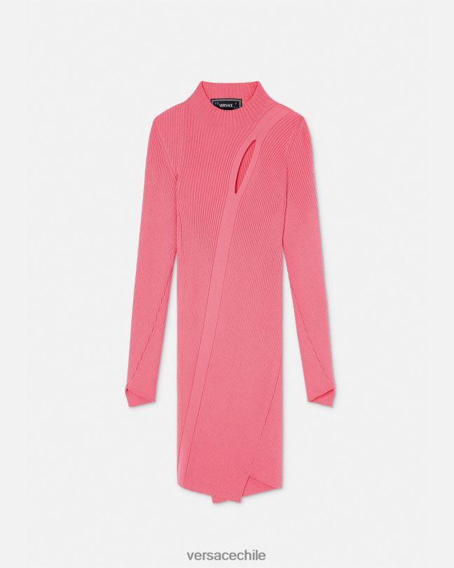 rosa vestido corto con cuello alto y cortes Versace mujer ropa V260032