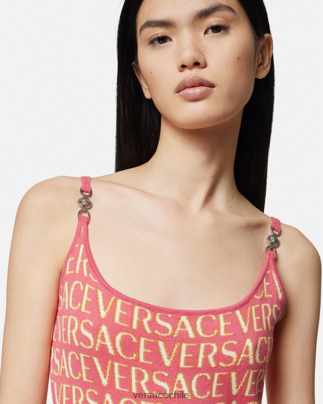 rosa y blanco vestido midi de punto integral Versace mujer ropa V260024