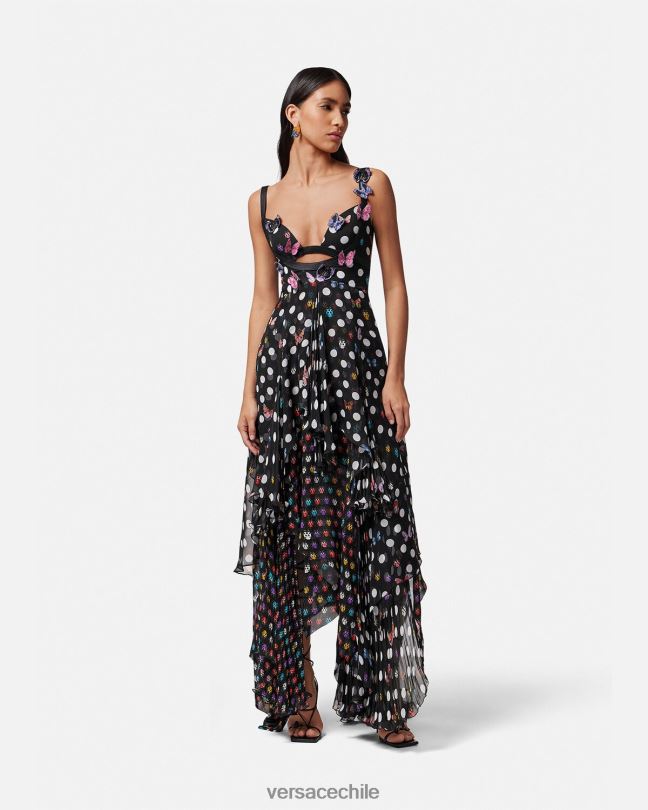 un color vestido con mariposas bordadas Versace mujer ropa V26001