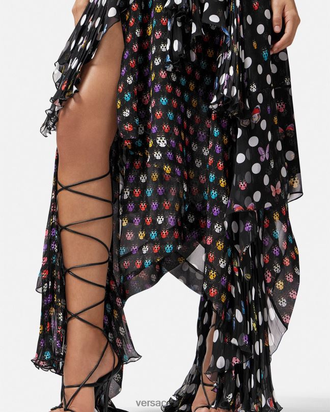 un color vestido con mariposas bordadas Versace mujer ropa V26001