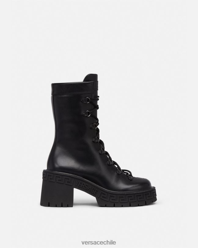 negro botas militares con plataforma greca Versace mujer zapato V2600480
