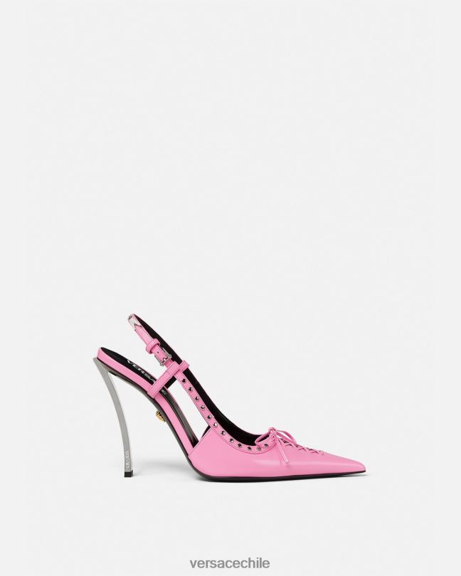 rosa zapatos de tacón con tira trasera y cordones Versace mujer zapato V2600389