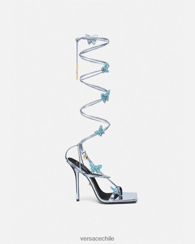 azul claro sandalias metalizadas con mariposas de cristal Versace mujer zapato V2600433