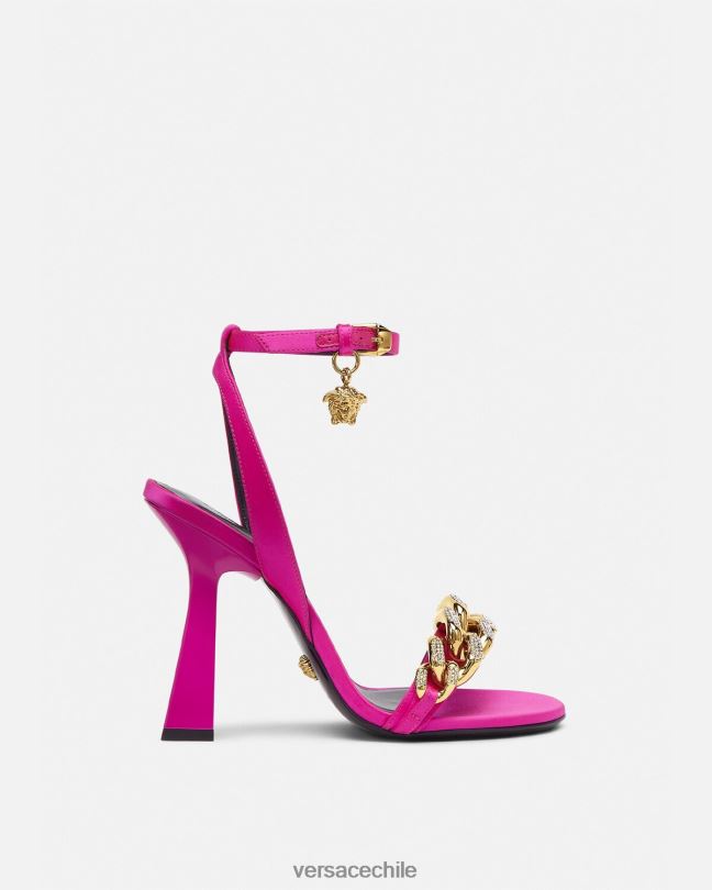 fucsia sandalias con tacón alto y cadena de Medusa Versace mujer zapato V2600462