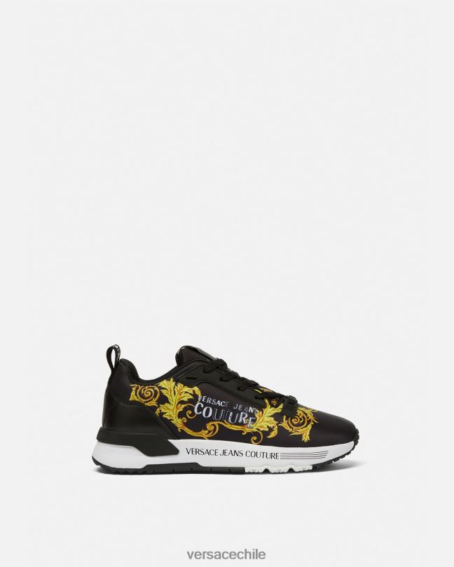 oro negro zapatillas dinámicas de alta costura con logo Versace mujer zapato V26002280