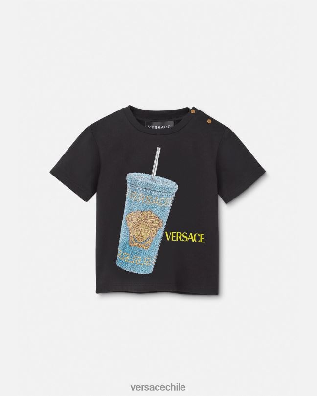 negro y estampado taza de viaje camiseta para bebé Versace niños ropa V26001925