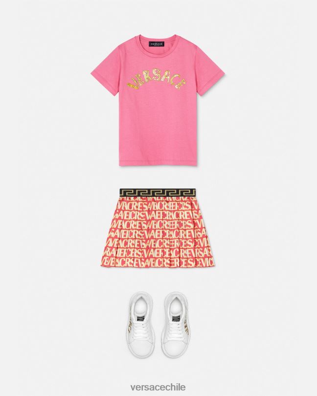 rosa camiseta con logo Versace niños ropa V26001932