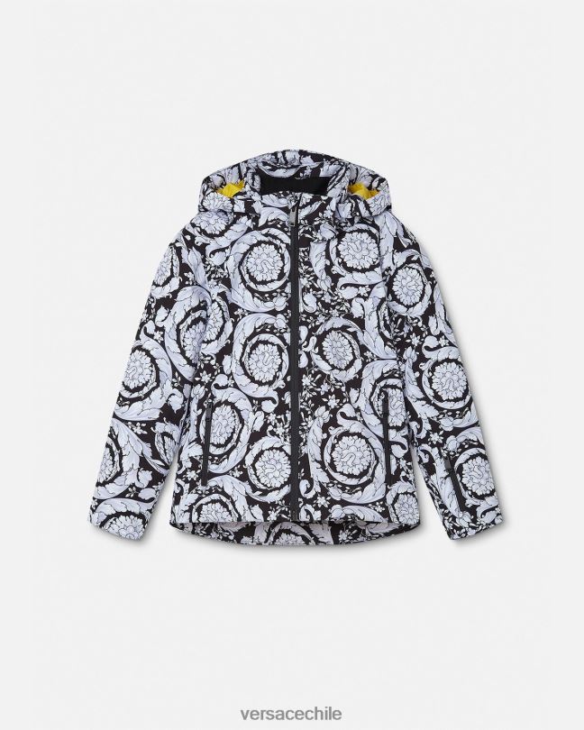 negro y gris chaqueta de esquí barroca plateada Versace niños ropa V26001952