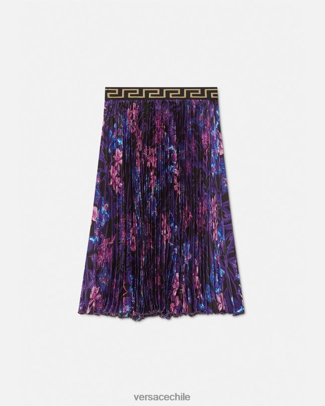 violeta y estampado falda plisada barroco orquídea Versace niños ropa V26002006