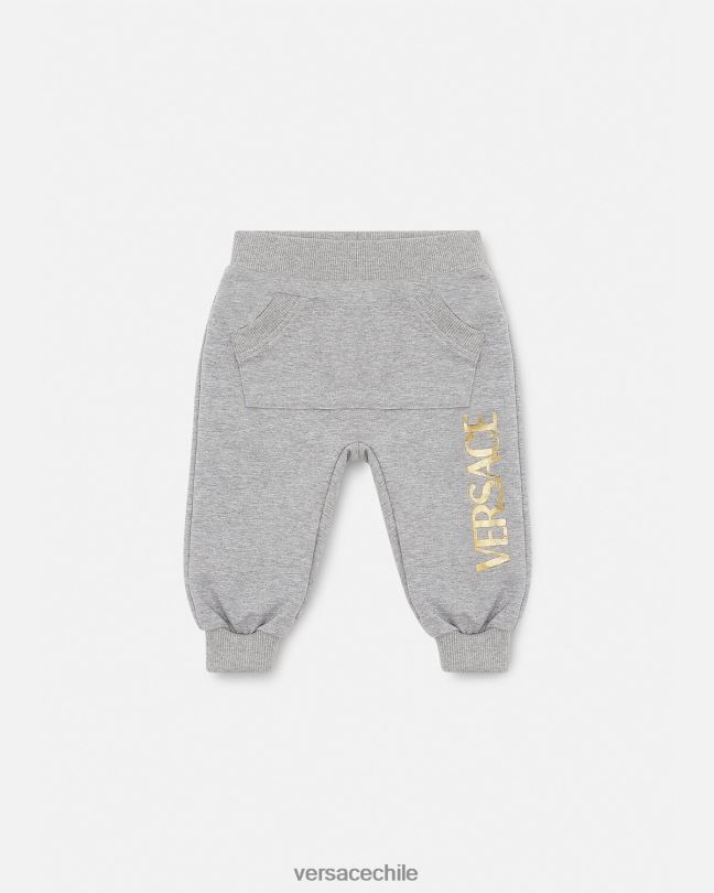 gris pantalones deportivos con logo para bebé Versace niños ropa V26001862