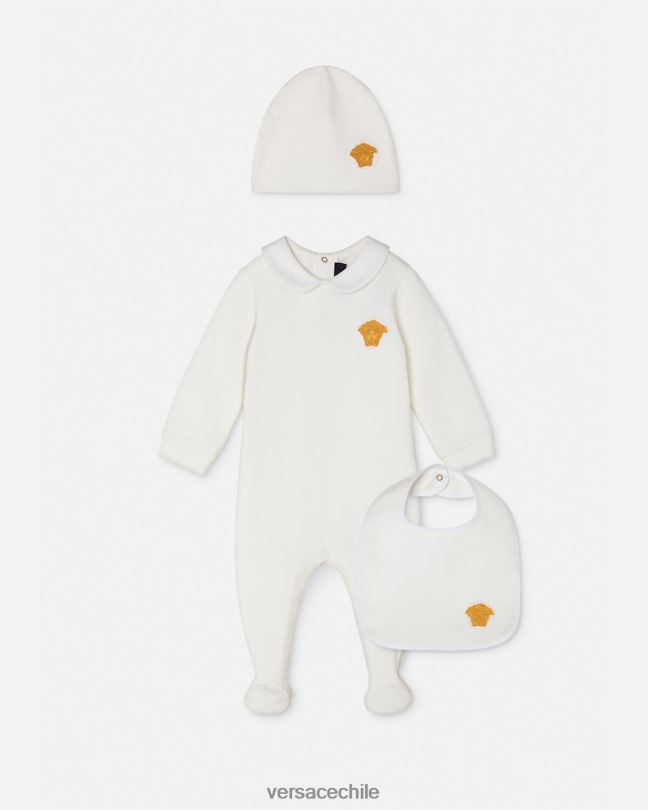 Oro blanco conjunto de pijama de bebé con medusa Versace niños ropa V26001835