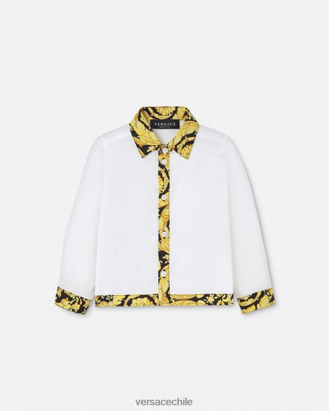 blanco y estampado camisa de bebé barroco Versace niños ropa V26001901