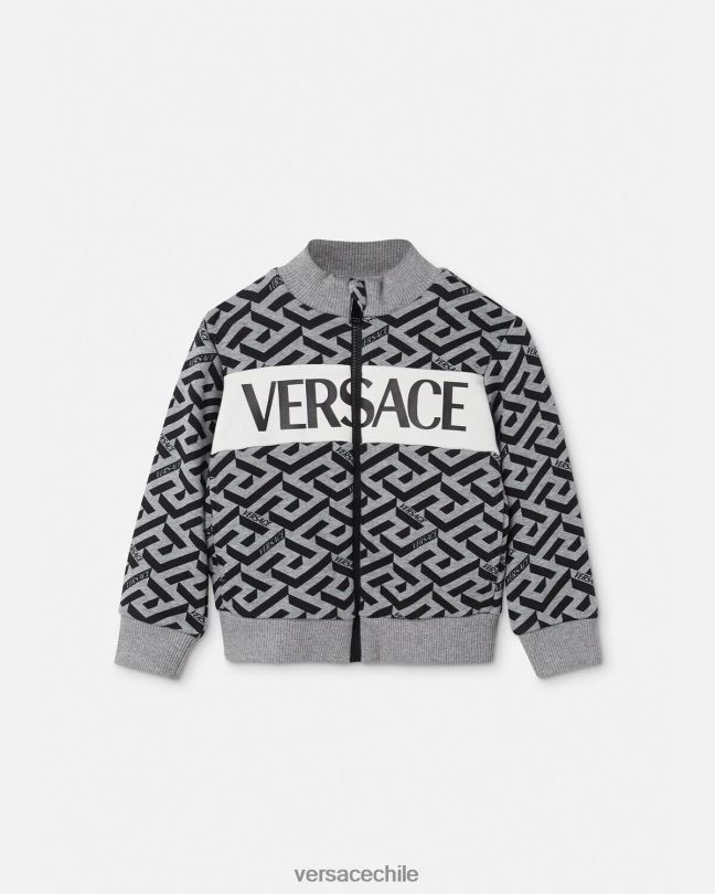 gris y estampado sudadera con cremallera para bebé la greca Versace niños ropa V26001909