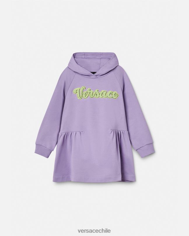 lila vestido tipo sudadera con logo Versace niños ropa V26002013