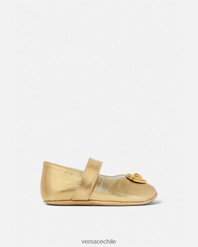 oro bailarinas de bebé con medusa y corazón Versace niños zapato V26001847