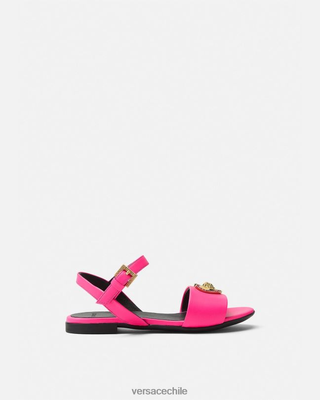 fucsia sandalias con corazón de cristal y medusa Versace niños zapato V26002040